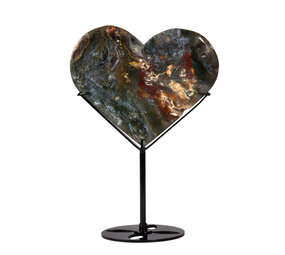 Mosagaat hart op standaard 12,1 x 14 x 1,3 cm | 331 gram Mosagaat hart op standaard 12,1 x 14 x 1,3 cm | 331 gram