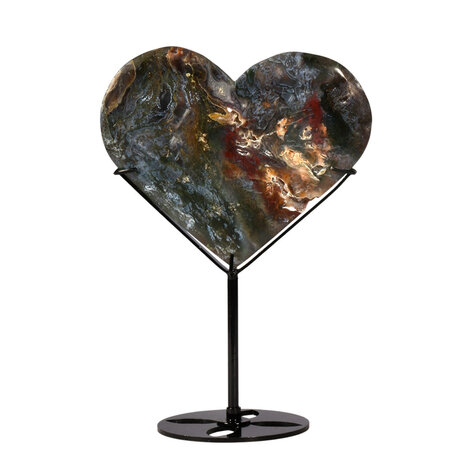 Mosagaat hart op standaard 12,1 x 14 x 1,3 cm | 331 gram Mosagaat hart op standaard 12,1 x 14 x 1,3 cm | 331 gram