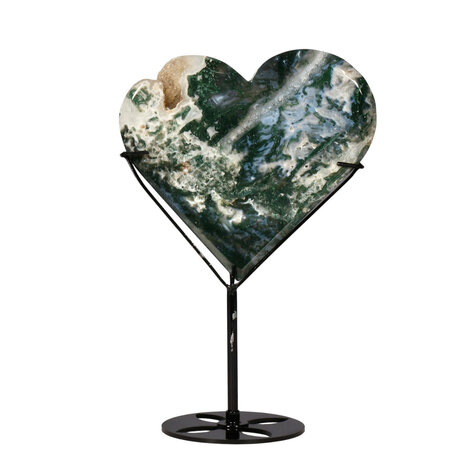 Mosagaat hart op standaard 13,6 x 13,8 x 1,2 cm | 343 gram Mosagaat hart op standaard 13,6 x 13,8 x 1,2 cm | 343 gram