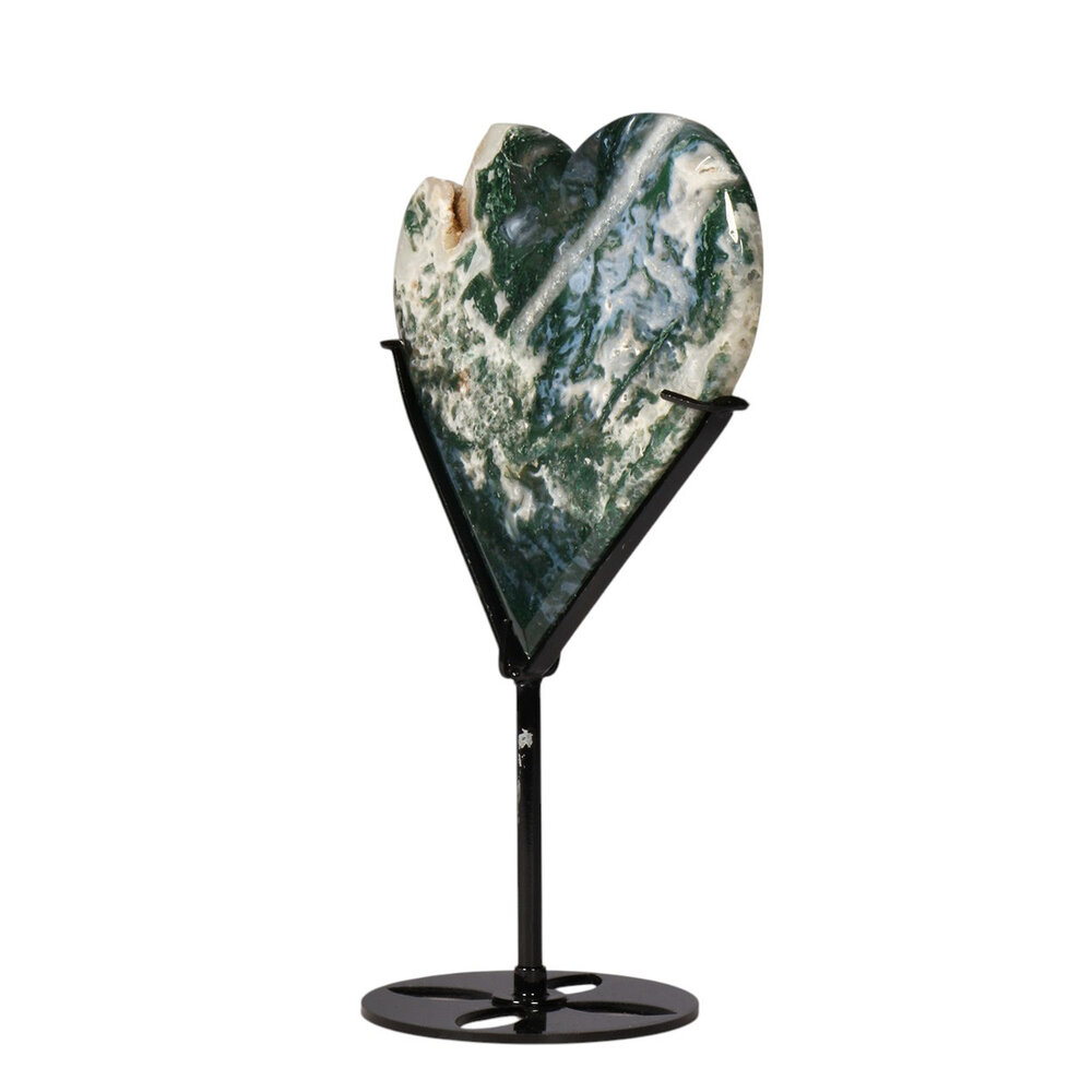 Mosagaat hart op standaard 13,6 x 13,8 x 1,2 cm | 343 gram Mosagaat hart op standaard 13,6 x 13,8 x 1,2 cm | 343 gram