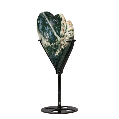 Mosagaat hart op standaard 13,6 x 13,8 x 1,2 cm | 343 gram Mosagaat hart op standaard 13,6 x 13,8 x 1,2 cm | 343 gram