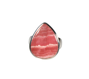 Zilveren ring rhodochrosiet maat 17 1/2 | druppel 2,2 x 1,7 cm Zilveren ring rhodochrosiet maat 17 1/2 | druppel 2,2 x 1,7 cm
