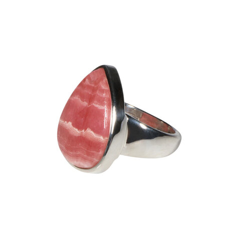 Zilveren ring rhodochrosiet maat 17 1/2 | druppel 2,2 x 1,7 cm Zilveren ring rhodochrosiet maat 17 1/2 | druppel 2,2 x 1,7 cm