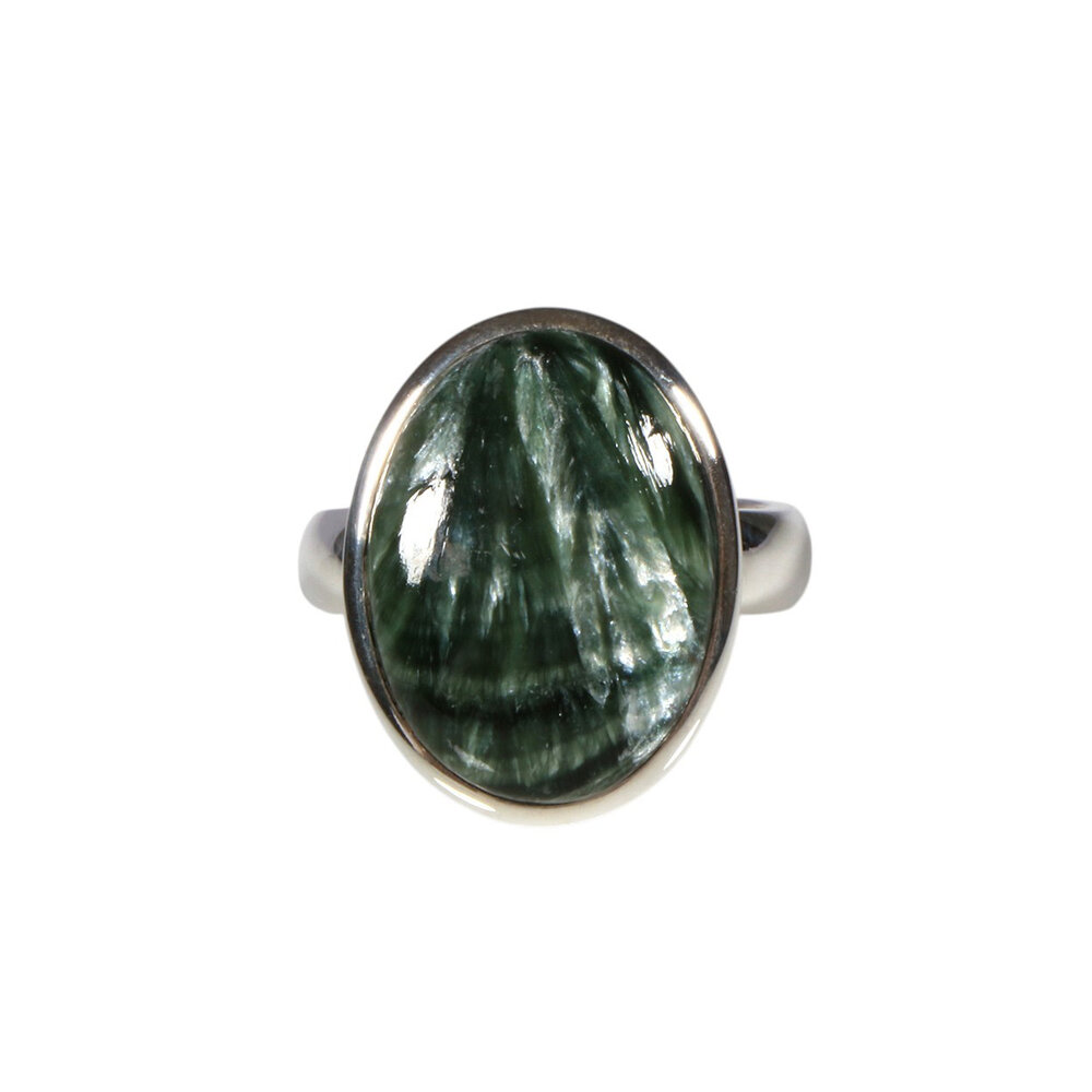 Zilveren ring serafiniet maat 20 (verstelbaar) | ovaal 2,1 x 1,6 cm Zilveren ring serafiniet maat 20 (verstelbaar) | ovaal 2,1 x 1,6 cm