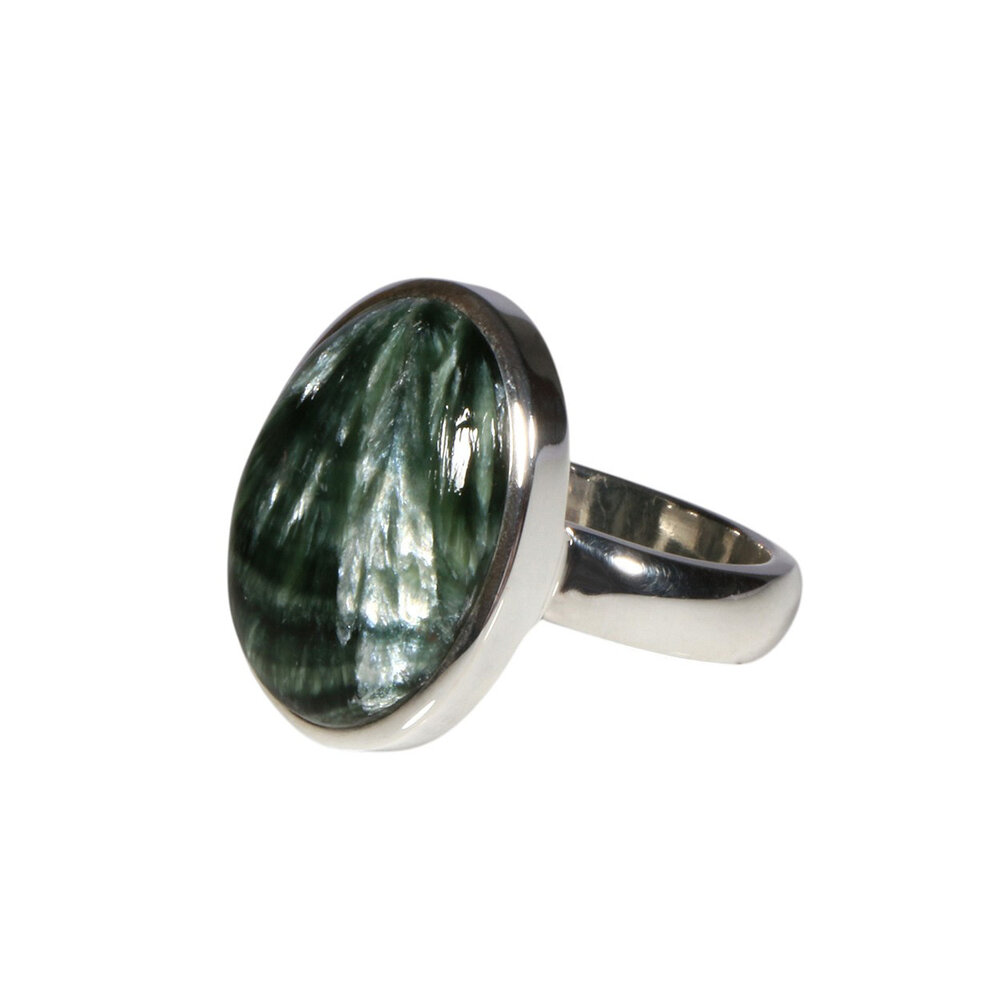 Zilveren ring serafiniet maat 20 (verstelbaar) | ovaal 2,1 x 1,6 cm Zilveren ring serafiniet maat 20 (verstelbaar) | ovaal 2,1 x 1,6 cm