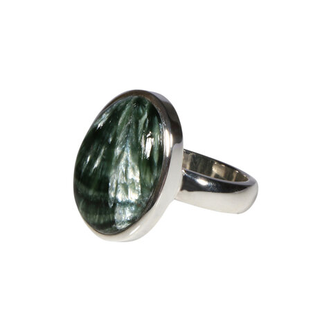 Zilveren ring serafiniet maat 20 (verstelbaar) | ovaal 2,1 x 1,6 cm Zilveren ring serafiniet maat 20 (verstelbaar) | ovaal 2,1 x 1,6 cm