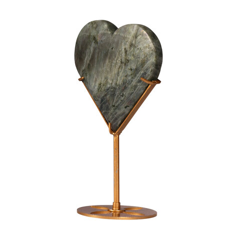 Labradoriet (paars) hart op goudkleurige standaard 11 x 12.2 x 1,8 cm | 490 gram Labradoriet (paars) hart op goudkleurige standaard 11 x 12.2 x 1,8 cm | 490 gram