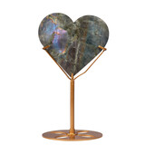 Labradoriet (paars) hart op goudkleurige standaard 12 x 12,7 x 1,9 cm | 647 gram Labradoriet (paars) hart op goudkleurige standaard 12 x 12,7 x 1,9 cm | 647 gram