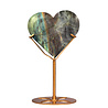 Labradoriet (paars) hart op goudkleurige standaard 12 x 12,7 x 1,9 cm | 647 gram Labradoriet (paars) hart op goudkleurige standaard 12 x 12,7 x 1,9 cm | 647 gram