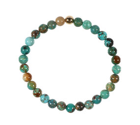 Turkoois armband met 14k gouden kraal | 6 mm Turkoois armband met 14k gouden kraal | 6 mm