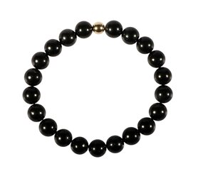Shungiet armband met 14k gouden kraal | 8 mm Shungiet armband met 14k gouden kraal | 8 mm