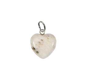 Scoleciet hanger hart 15 mm met zilveren oogje Scoleciet hanger hart 15 mm met zilveren oogje