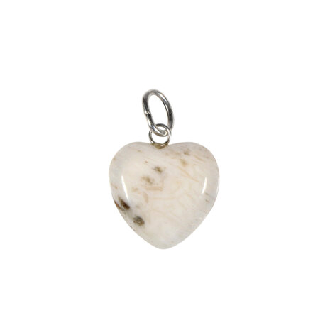 Scoleciet hanger hart 15 mm met zilveren oogje Scoleciet hanger hart 15 mm met zilveren oogje