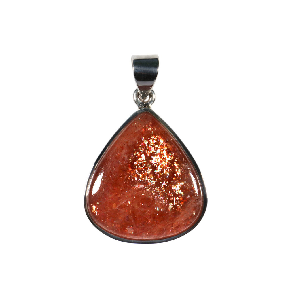 Zilveren hanger zonnesteen | driehoek 2,6 x 2,3 cm