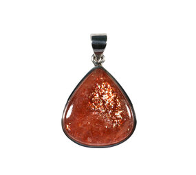 Zilveren hanger zonnesteen | driehoek 2,6 x 2,3 cm