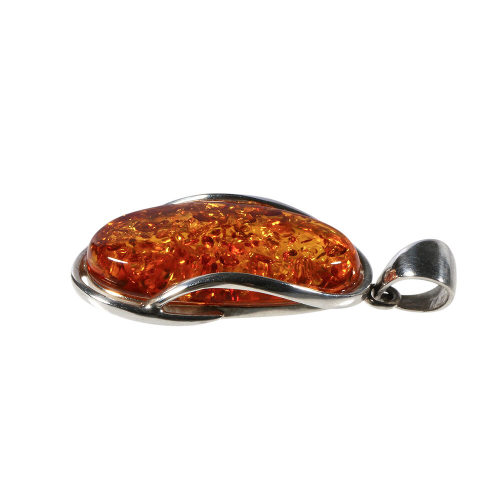 Zilveren hanger barnsteen | druppel 3,6 x 1,9 cm