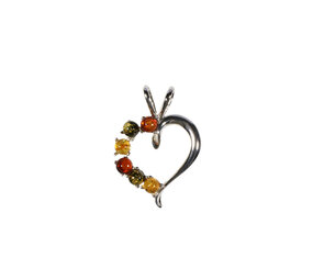Zilveren hanger barnsteen | hart met 3 kleuren steentjes Zilveren hanger barnsteen | hart met 3 kleuren steentjes