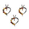 Zilveren hanger barnsteen | hart met 3 kleuren steentjes Zilveren hanger barnsteen | hart met 3 kleuren steentjes