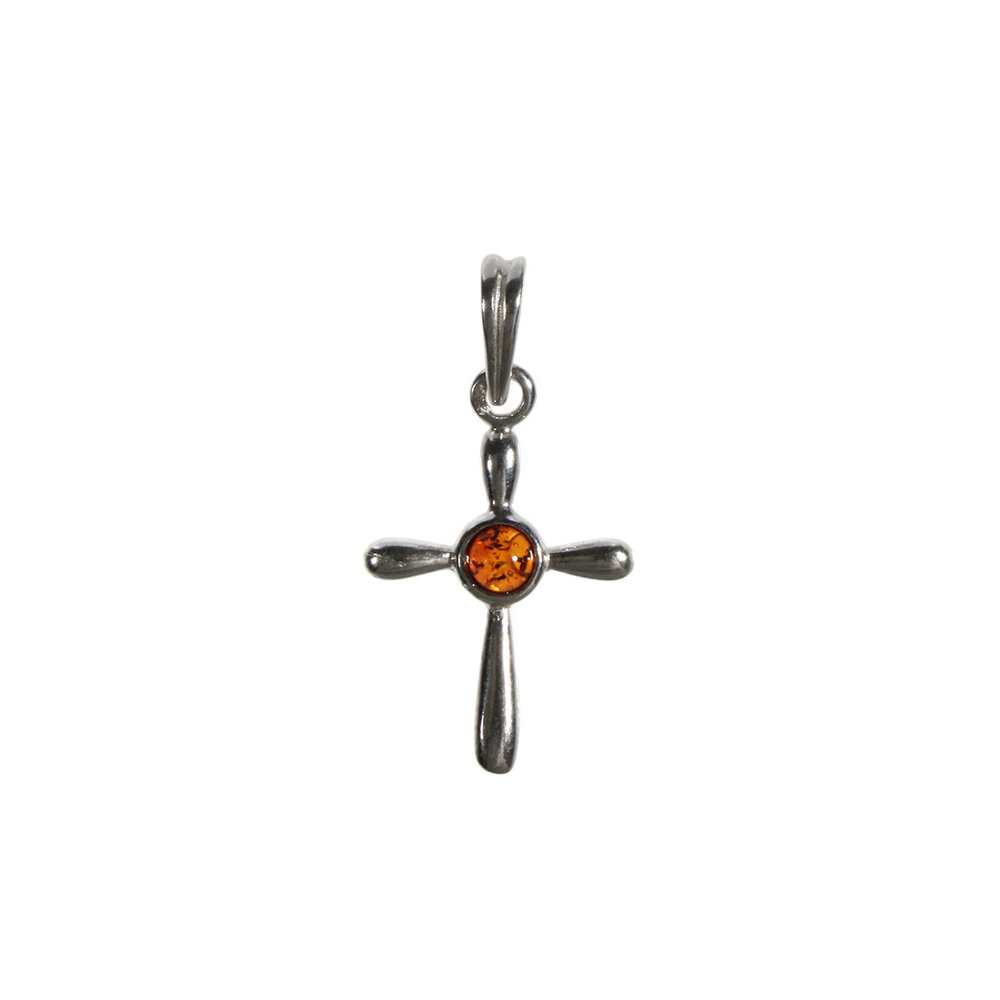 Zilveren hanger barnsteen | kruisje 4 mm Zilveren hanger barnsteen | kruisje 4 mm
