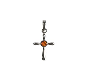 Zilveren hanger barnsteen | kruisje 4 mm Zilveren hanger barnsteen | kruisje 4 mm