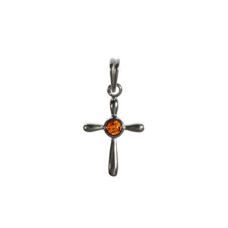 Zilveren hanger barnsteen | kruisje 4 mm Zilveren hanger barnsteen | kruisje 4 mm
