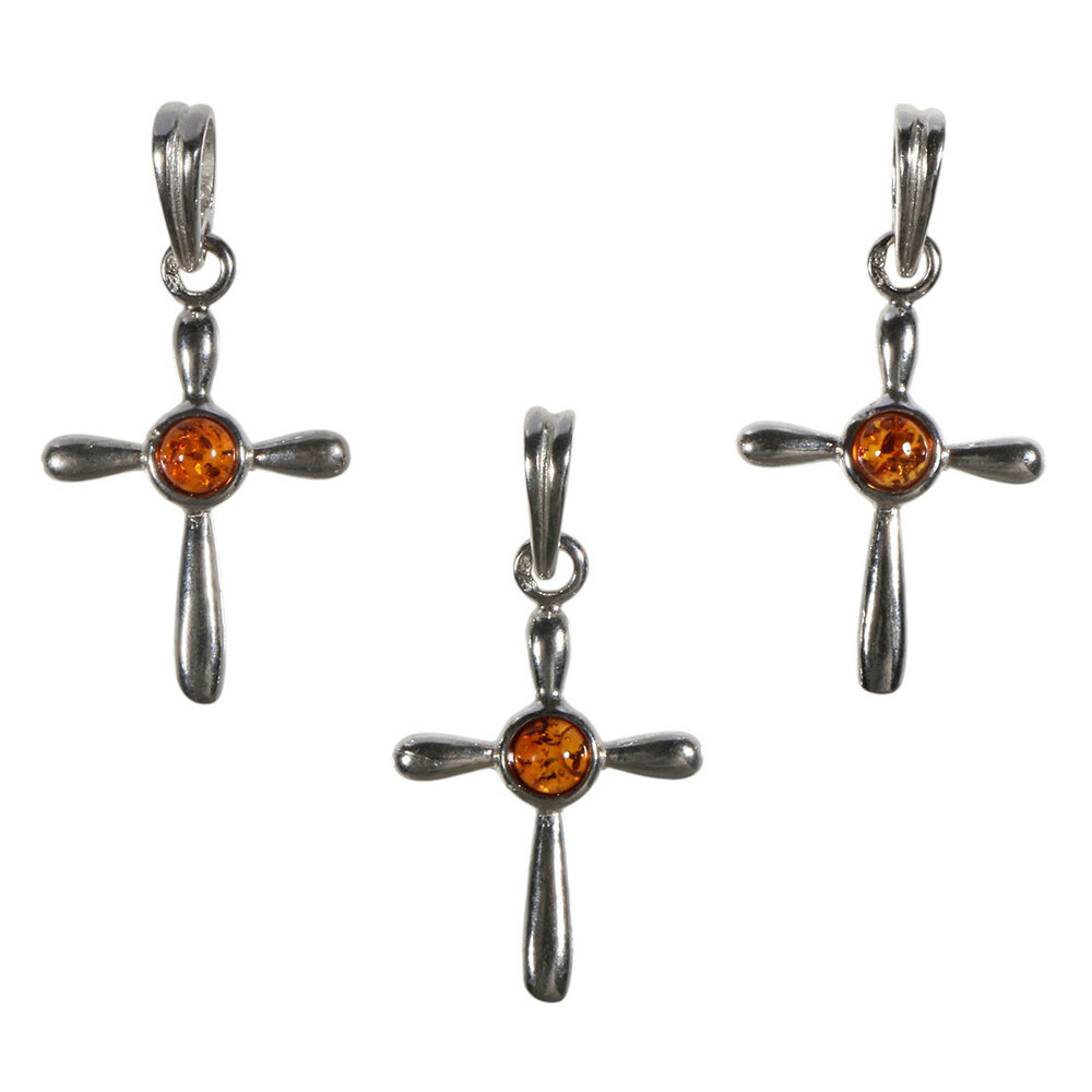 Zilveren hanger barnsteen | kruisje 4 mm Zilveren hanger barnsteen | kruisje 4 mm
