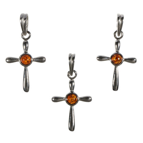 Zilveren hanger barnsteen | kruisje 4 mm Zilveren hanger barnsteen | kruisje 4 mm