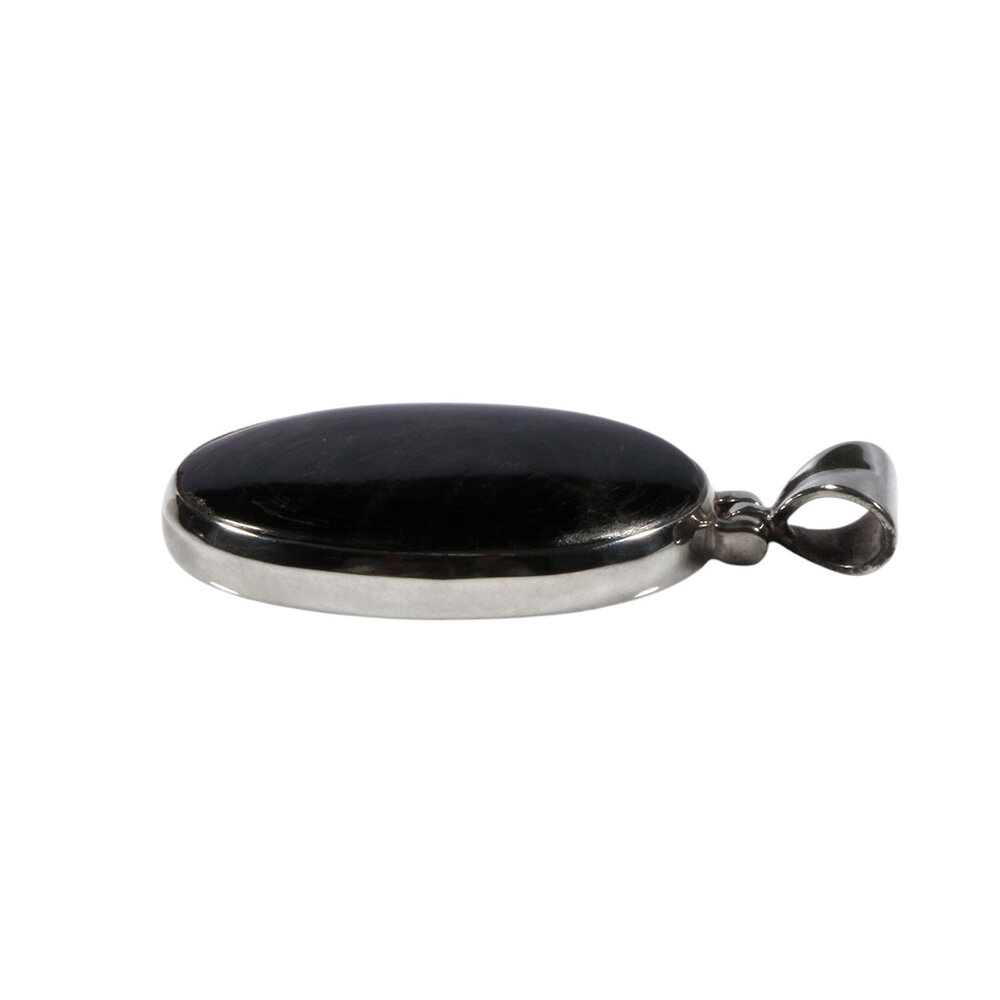 Zilveren hanger hyperstheen | ovaal 3 x 1,9 cm Zilveren hanger hyperstheen | ovaal 3 x 1,9 cm