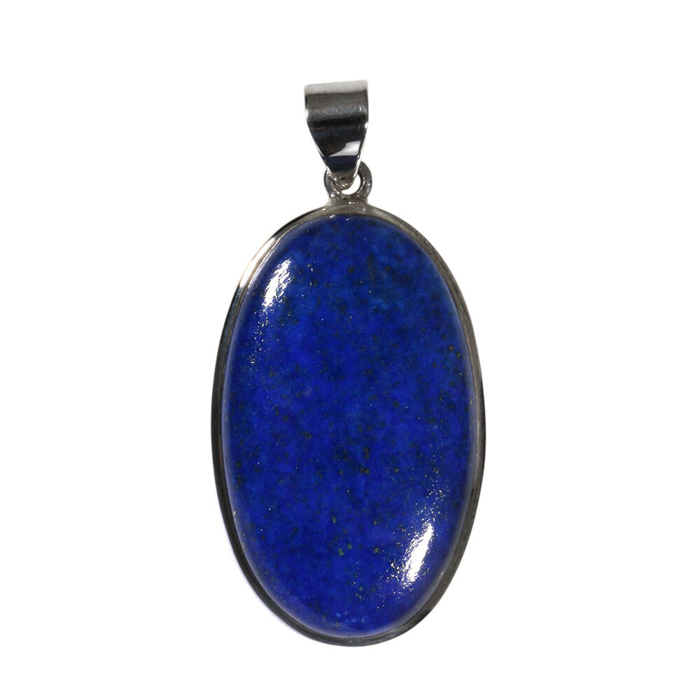 Zilveren hanger lapis lazuli | ovaal 3,8 x 2,3 cm Zilveren hanger lapis lazuli | ovaal 3,8 x 2,3 cm