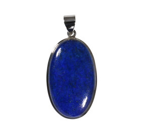 Zilveren hanger lapis lazuli | ovaal 3,8 x 2,3 cm Zilveren hanger lapis lazuli | ovaal 3,8 x 2,3 cm
