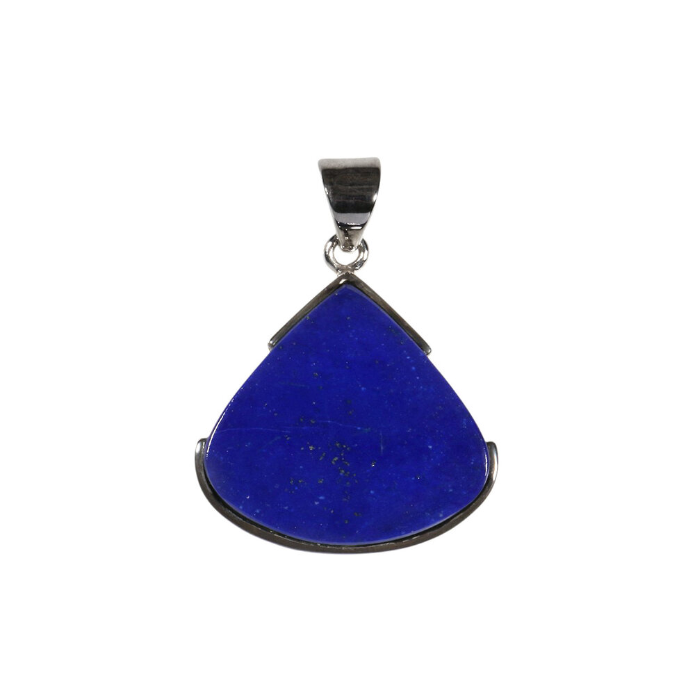 Zilveren hanger lapis lazuli | driehoek 2,3 x 2,4 cm