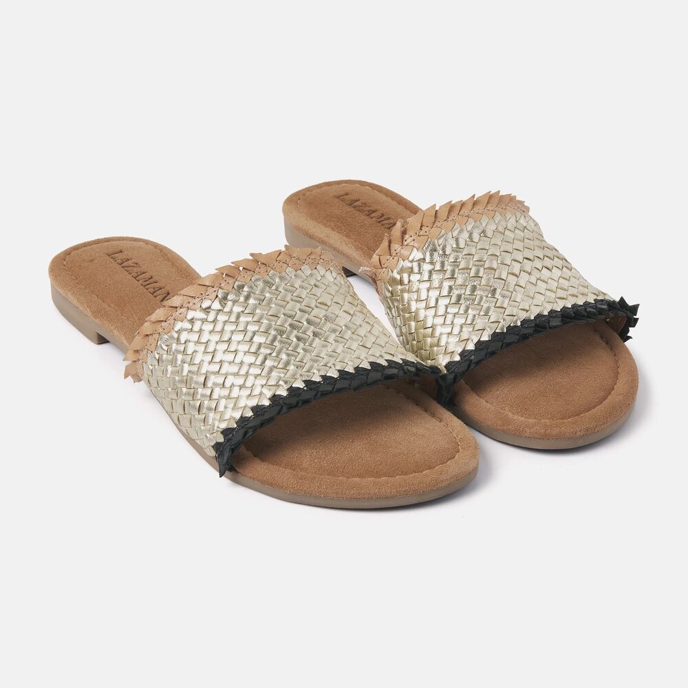 Lazamani 33.486 Slippers Dames Zwart / Goud