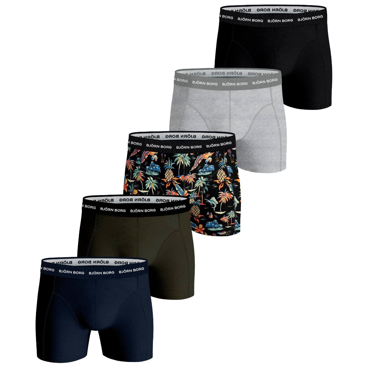 Björn Borg Cotton Stretch boxers - heren boxers normale lengte (5-pack) - multicolor - Maat: M