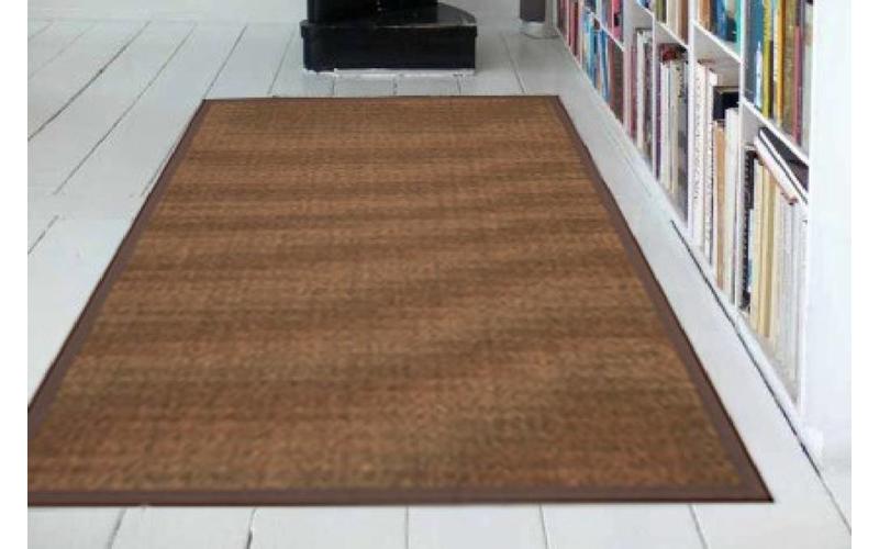 Sisal Teppich Premium 18 Braun mit Bordüre aus Baumwolle