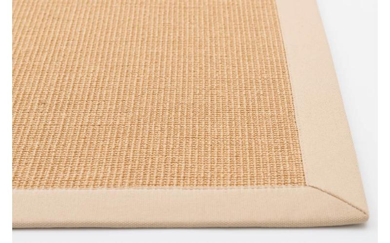 Sisal Teppich Premium 12 Beige/Crème mit Bordüre aus Baumwolle