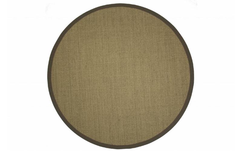 Sisal Teppich Premium 13 Beige rund mit hochwertiger Bordüre aus Baumwolle