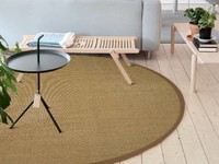 Sisal Teppich Rund - Premium 15 Braun/Orange mit hochwertiger Bordüre aus Baumwolle