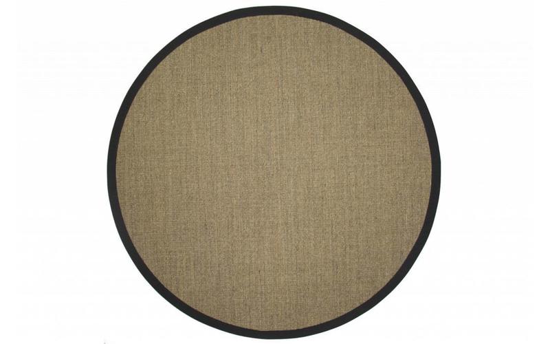 Sisal Teppich Rund - Premium 16 Natur mit hochwertiger Bordüre aus Baumwolle