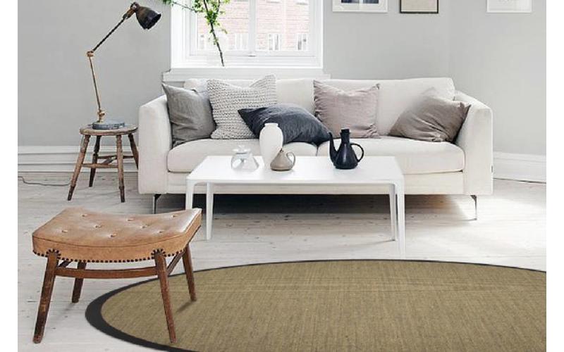 Sisal Teppich Premium 16 Natur rund mit hochwertiger Bordüre aus Baumwolle