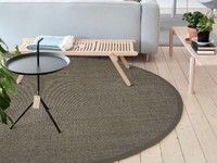 Sisal Teppich Premium 24 Anthrazit rund mit hochwertiger Bordüre aus Baumwolle
