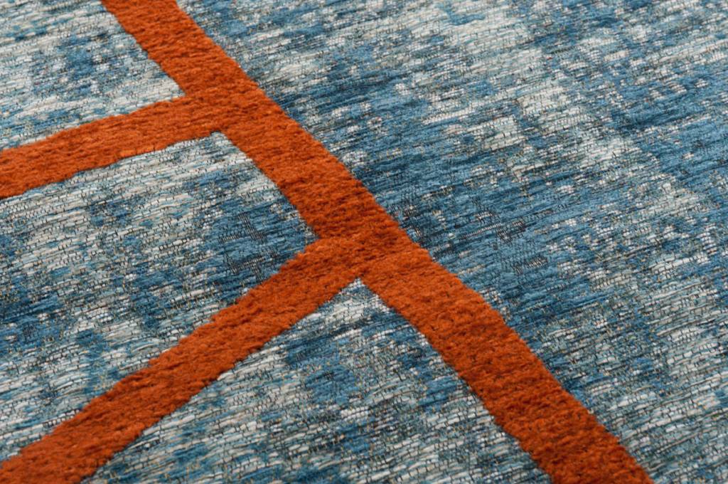 Hailey 33 Schoner Teppich Mit Geometrischem Design In Blau Orange Floorpassion
