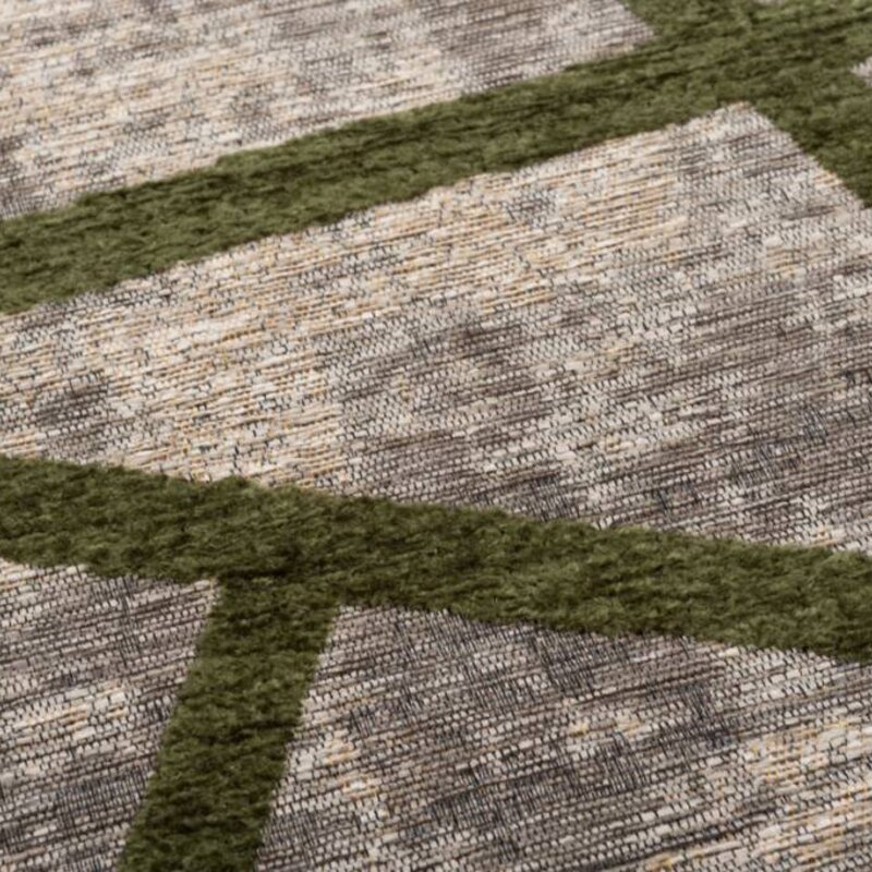 Hailey 52 - Schöner Teppich mit geometrischem Design in Grau/Dunkelgrün