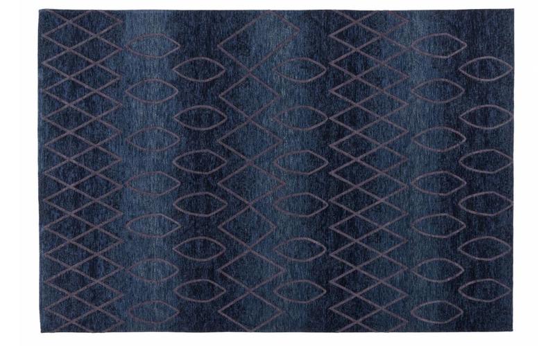 Bido 34 - Schöner Design Teppich in Blau / Taupe Farbmix