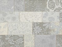 Chatel 21 - Patchwork Teppich mit schönem Blumenmuster in Hellblau