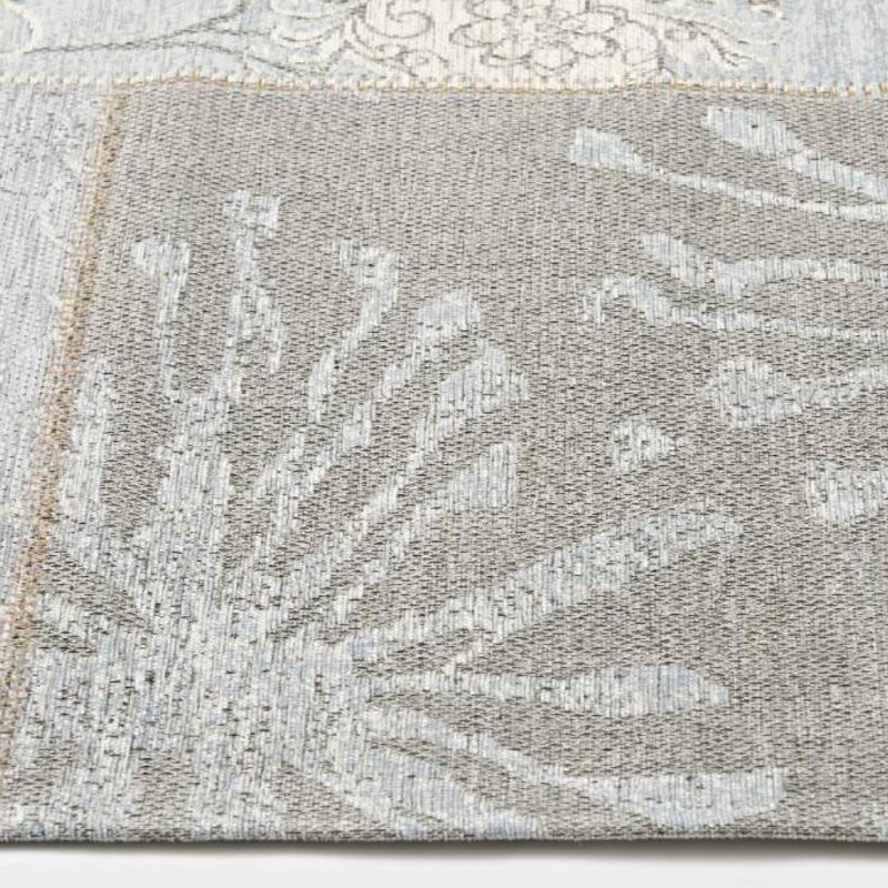 Chatel 21 - Patchwork Teppich mit schönem Blumenmuster in Hellblau