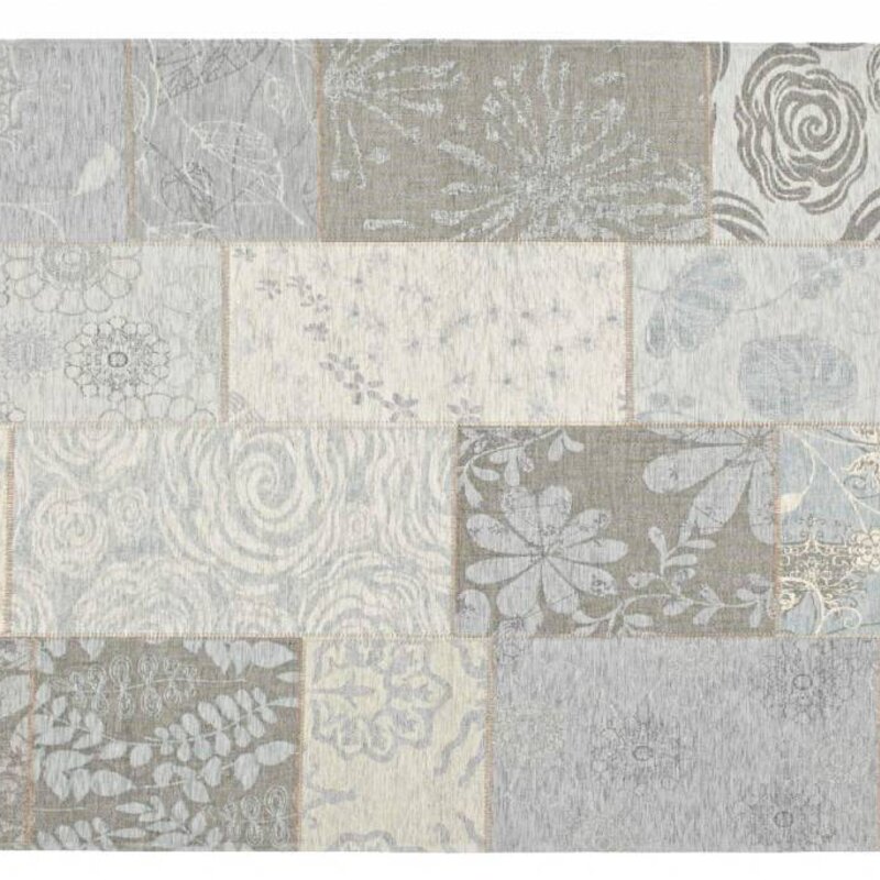 Chatel 21 - Patchwork Teppich mit schönem Blumenmuster in Hellblau