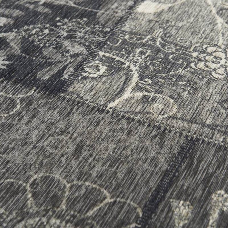 Chatel 24 - Patchwork Teppich mit schönem Blumenmuster in Schwarz