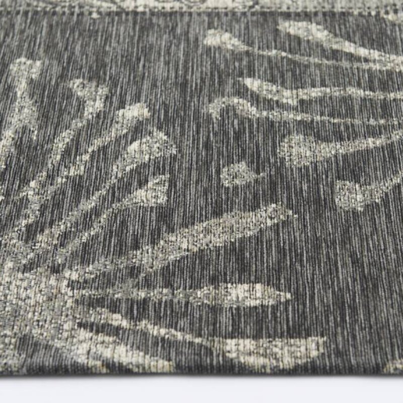 Chatel 24 - Patchwork Teppich mit schönem Blumenmuster in Schwarz