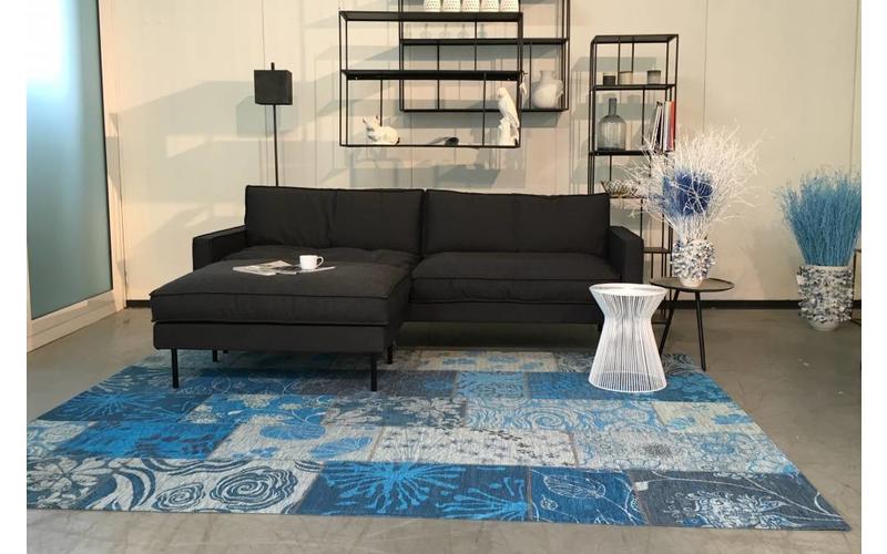 Chatel 34 - Patchwork Teppich mit schönem Blumenmuster in Blau