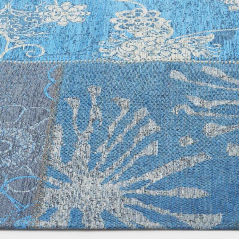 Chatel 34 - Patchwork Teppich mit schönem Blumenmuster in Blau